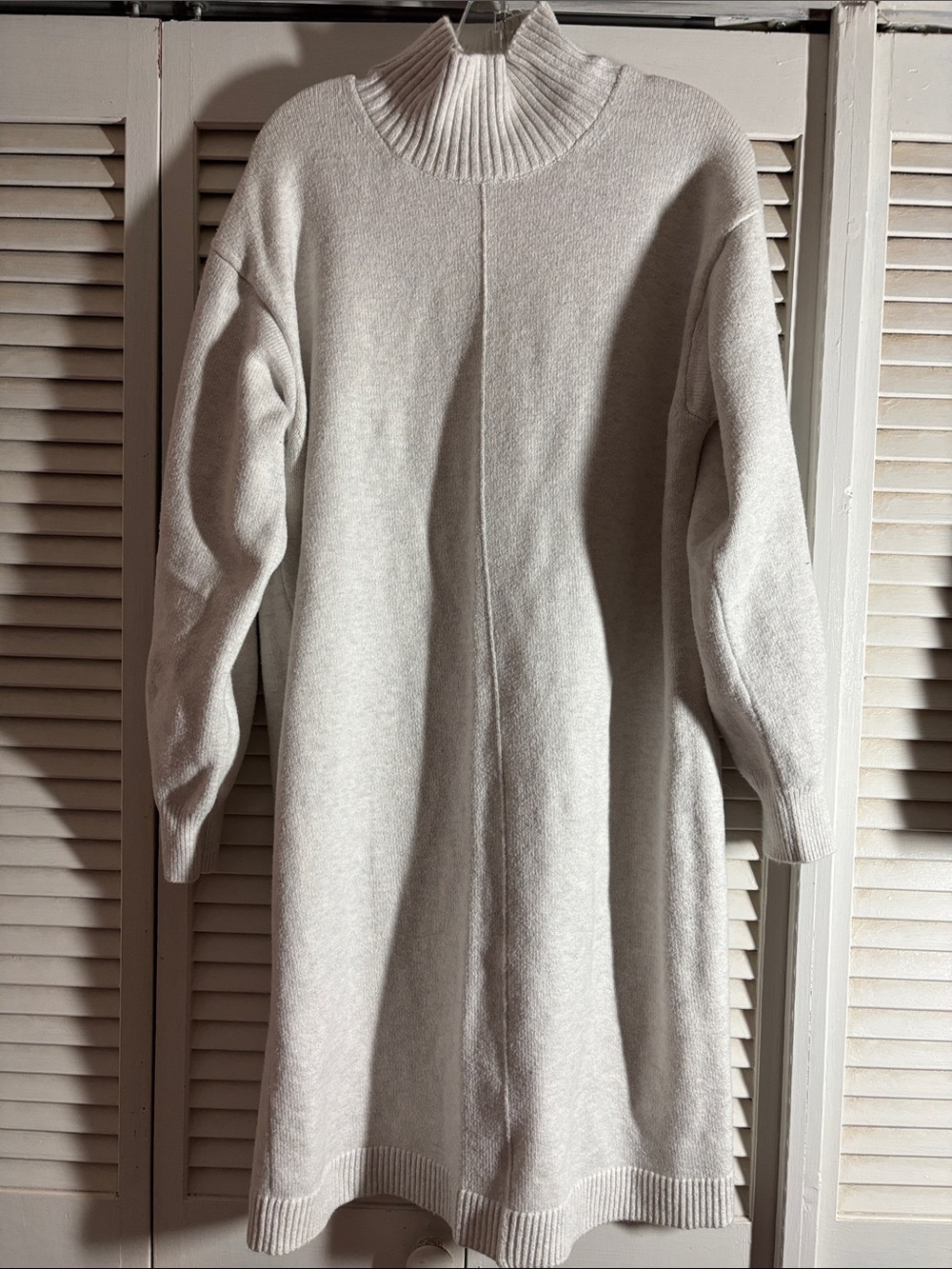 Light Gray Mock Neck Tunic Sweater Dress